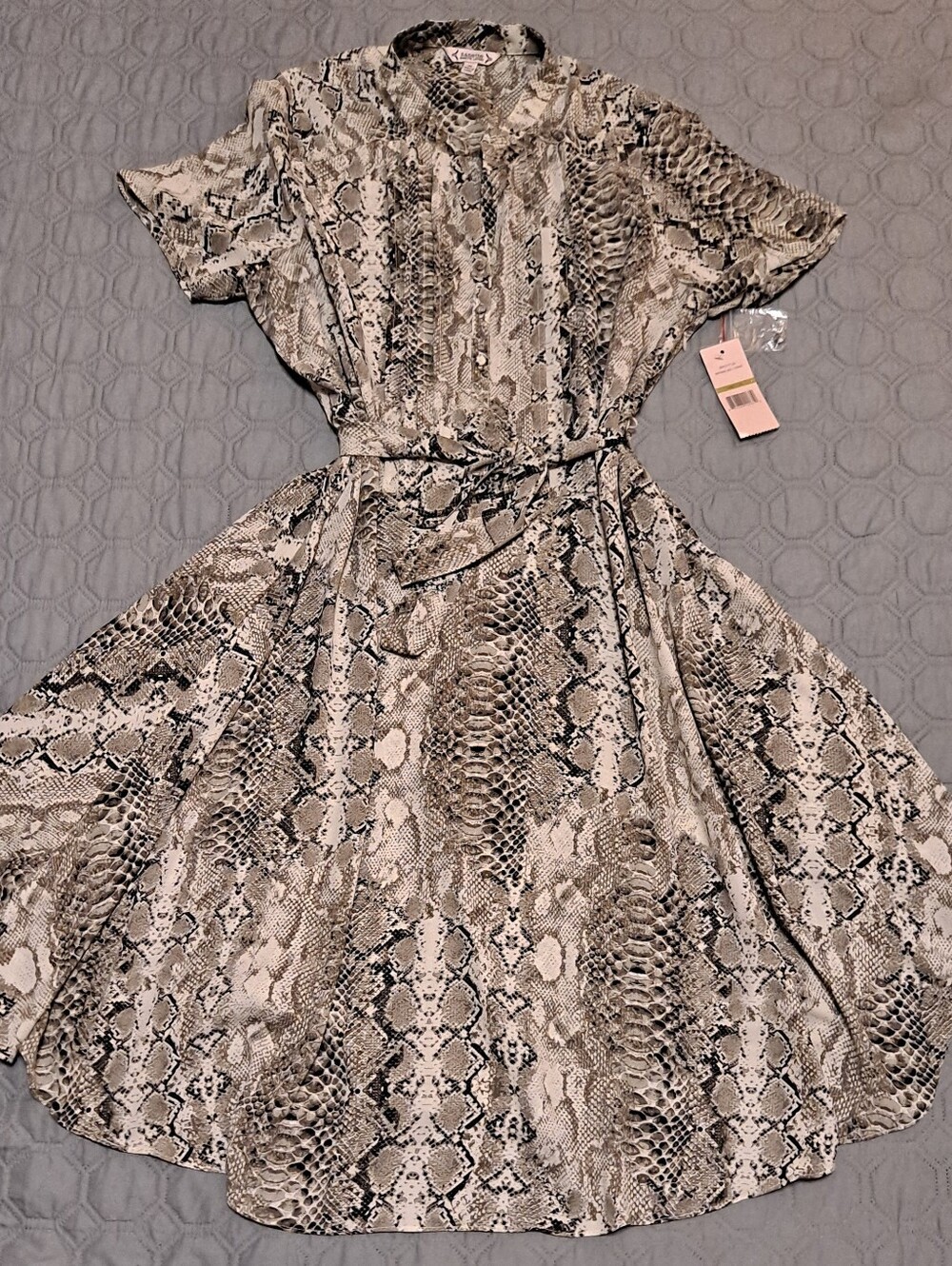 Nanette Lepore Snake Print Shirt Dress - Neutral Tones Sz 14